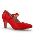 J. Adams Mary Jane Oxford Pumps - Cute Low Kitten Heels - Retro Round Toe Shoe with Ankle Strap - Kym