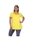 Plus Size Crisscross Cutout Short Sleeve Top