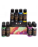 H&B 12 Colors Pouring Acrylic Paint Set 60ml/2 fl.oz Each Bottle Non Toxic Art Paints Supplies for Children Students Beginners Adults Artist Painter Painting on Canvas Paper Wood Stone Ceramic Art Crafts