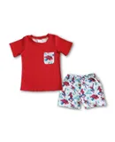 Aier Wholesale Boys Spiderman 2 Piece Shirt And Short Set In Red
