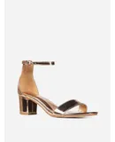 J. Adams Daisy Heeled Sandals For Women - Ankle Strap Low Block, Open Toe Dress Pumps, Chunky Heels For Women Rose Gold Metallic 7.5