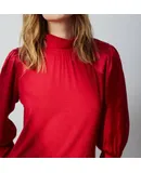 Melissa Nepton Fiji Mixed Media Top In Deep Red