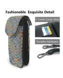 Distressed Dragoncon Marriott Carpet Pattern With Extrusion Pu Leather Crossbody Phone Bag Card Slots Flip Phone Purse With Adjustable Strap 7.6x4.9inch