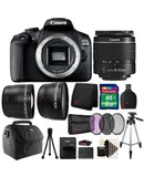 Canon EOS 2000D 24.1MP DSLR Camera + 18-55mm Lens + 58mm Telephoto & Wide Angle Lens + Filter Kit Lens + 8GB Memory Card + Card Wallet + Card Reader + Case + Tall Tripod + Lens Cap Holder + Cleaning Kit + Screen Protector + Mini Tripod