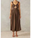 Mon Renn Malibu Midi Dress In Coffee