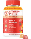 SmartyPants Kids Multivitamin Gummies - Improved Formula: Omega 3 (DHA/EPA), Vitamins D3, C, B12, B6, Vitamin A, K & Zinc, Gluten Free, Three Fruit Flavors, 80 Count (40 Day Supply)