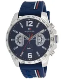 Reloj Tommy Hilfiger Hombre | Coleccion Decker | Modelo 1791476 | Caja Redonda | Ø 46mm Acero inoxidable | Cierre Hebilla | Movimiento Cuarzo | Dial Azul | Cristal Mineral | Correa Silicona Azul | 30m / 3 ATM | Línea Deportiva