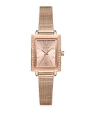 JULIUS Women's Watch, Square Rhinestone Quartz Watch, Fashion Retro Waterproof Mesh Strap Watch