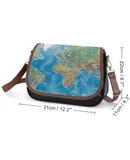 World Chart WORLD MAP Print Vintage Crossbody Bag for Women Medium Leather Hobo Bags Shoulder Bag Classic City Leather Satchels