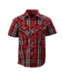 Gioberti Boy's Casual Western Plaid Pearl Snap-on Buttons Short Sleeve Shirt