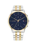 Reloj Tommy Hilfiger Hombre | Coleccion Easton | Modelo 1710432 | Caja Redonda | Ø 44mm Acero inoxidable | Cierre Desplegable | Movimiento Cuarzo | Dial Azul | Cristal Mineral | Correa Acero inoxidable Plateado - Rose Gold | 50m / 5 ATM | Línea Clásico