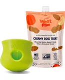 Zogoflex Toppl & Creamy Treats Nut Butter, Sweet Potato, Chia Seed Bundle | Treat Dispensing Dog Toy Puzzle – Dog Toy for Moderate Chewers, Fetch, Catch – Holds Kibble, Treats, Small, Granny