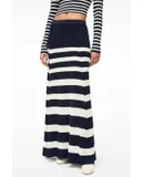 Staud Swirling Striped Maxi Skirt In Navy/white