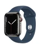 Apple Watch Series 7 (GPS + Cellular 45mm) Graphite Stainless Steel Case with Abyss Blue Sport Band (Renewed)