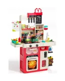 kids Toy Kitchen Sets with Real Steam, Sounds, Light, Sink, Play Food & Kitchen Accessories, Pretend Kitchen Playset
