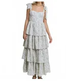 J.nna Garden Party Floral Print Dress In Blue