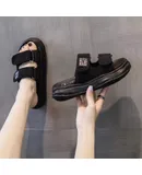 PINLANQIAN COFACE Women's Sports Slippers Comfortable Foot Sandals Women's Thickened Fashion Yoga Slippers Adjustable Velcro Design