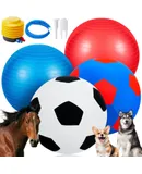 4 Pcs 2set 20 Inches Herding Dog Ball with Ball Cover Anti Burst Horse Balls for Australian Shepherds Collies Cattle Dogs Blue Heelers, Please See Video for Inflation, Pump Included