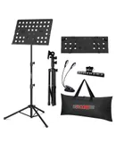 5 Core Music Stand For Sheet Music Portable Folding Atril Para Partituras W Light Clip Violin Holder