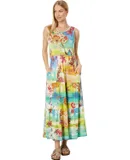 Johnny Was Tie-Dye Sleeveless Tiered Midi Dress Multi