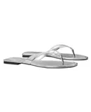 Tory Burch Women's Argento Classic Flip Flop Flat Sandals Shoes Silver
