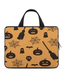 Halloween Pattern Pumpkin Broom Ghost Spider Web Laptop Bag Women Man 10 12 13 15 17 Inch Office Notebook Travel Computer Handbag Waterproof Bag Notebook Cover