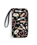 Nurse Love Cute Cartoon Wallet for Womens PU Leather Zip Around Wallers Clutch Wristlet Travel Long Purse