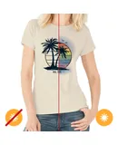 Women Crew Tee - Island Palm Sunset - Beige by DelSol for Women - 1 Pc T-Shirt (2XL)