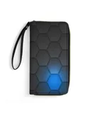 Abstract Honeycomb Wallet for Womens PU Leather Zip Around Wallers Clutch Wristlet Travel Long Purse