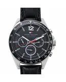 Reloj Tommy Hilfiger Hombre | Coleccion Luke | Modelo 1791117 | Caja Redonda | Ø 46mm Acero inoxidable | Cierre Hebilla | Movimiento Cuarzo | Dial Negro | Cristal Mineral | Correa Cuero Negro | 50m / 5 ATM | Línea Deportiva