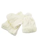 Women's Fuzzy Fur Lined Beanie Pompom Hat and Infinity Scarf Set