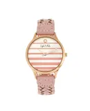 Sophie & Freda Tucson Leather-Band Watch w/Swarovski Crystals - Rose Gold/Pink