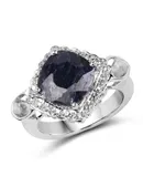 5.57 Carat Dyed Sapphire And White Topaz .925 Sterling Silver Ring