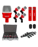 5 Core Drum Mic Kit 7 Piece Drumset Wired Dynamic Microphone Kick Bass, Tom/Snare & Cymbals Set