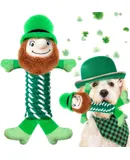 St. Patrick's Day Dog Toy, Green Dog Rope Toys with Squeaky, Tug of War Dog Teeth Cleaning, St. Patrick's Day Gifts for Small Medium and Large Dogs