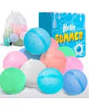 Magnetic Reusable Water Balloons Fast Refillable for Kids Outdoor Activities, latex-free Kids Pool Beach Bath Toys, Self-Sealing Water Bomb Quick Fill for Summer Games-12 pieces of magnetic mesh bags with color bags (2 pieces per color)
