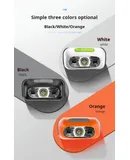 LED Headlamp Waving Sensor Headlamp USB Rechargeable Headwear Night Running Fishing Mini Headlamp Wear Comfortable Long Lasting Life-B1 Orange 5W 140LM Induction model (3-speed white light + flash)