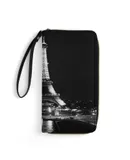 Alone with The Tower Paris, France Wallet for Womens PU Leather Zip Around Wallers Clutch Wristlet Travel Long Purse