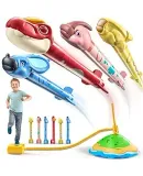 Dinosaur Rocket Launcher for Kids - 3 Dino Rockets - Launch up to 100 ft, Fun Outdoor or Indoor Kids Toy for Boys & Girls Age 3 4 5 6 7 Years Old, Dinosaur Toy, Birthday Gift for Kids Age 4-8