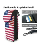 National Flag United States America Usa Pu Leather Crossbody Phone Bag Card Slots Flip Phone Purse With Adjustable Strap 7.6x4.9inch