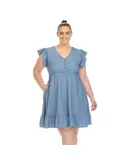 Plus Size Ruffle Sleeve Knee-Length Dress
