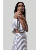 Boxy Crop Top in Linen Stripes