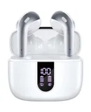 New Bluetooth Headphones True Wireless Earbuds 60 Hours Playback LED Power Display With Wireless Charging Case Waterproof In-Ear Earbuds With Microphone Suitable for TV, Smartphone, Laptop, Sport-White