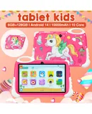 Kids Tablet 10 inches Octa-core 1280*800 2500mah long-lasting battery life Toddler Tablet WiFi Dual SIM Children's Tablet with Protective Case 32GB Childproof Protective Case Available in a variety of colors-6+128  pink