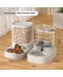 Automatic Dog and Cat Feeder and Water Dispenser Gravity Feeder and Drinker Set with Pet Food Bowl for Small to Medium Dogs Puppies Kittens, Large Capacity 1 Gallon x 2