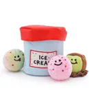 Interactive Squeaky, Funny, Unique, Assortment Plushy Toy for Dogs (Ice Cream Bucket with Scoop)
