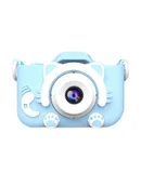 Children's digital camera HD children's mini camera toy, universal clear dual camera cat blue