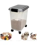 Pet Food Container Portable with Wheels Storage ,Keep Fresh, Translucent Body, Easy Mobility, BPA Free,for Dog Food Storage,Cat Food Storage,Bird Seed Storage-7.5KG drum pulley