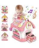 Baby Toys,Functional House for Baby 6 to 12-18 Months -Toys with Sound/Lights/Music/Clock/Telephone/Car, PINK