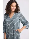 Maxi Dress with Side Slits in Abstract Stripes